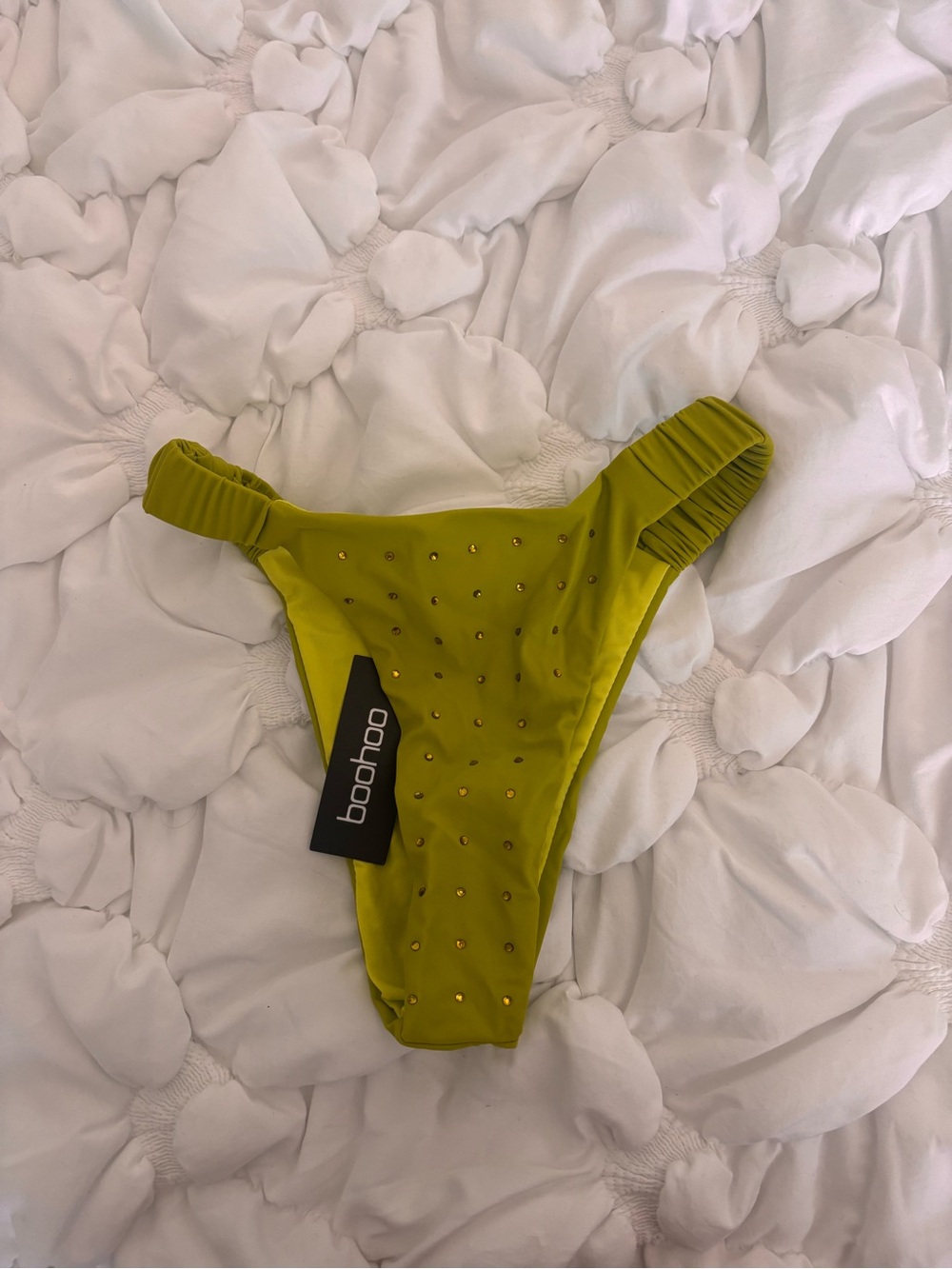 Boohoo Lime Green Rhinestone Bikini Bottoms